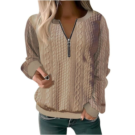 bnaln Womens Sweatshirt Casual Long Sleeve Half Zip Pullover Lightweight Sweatshirts Tops Ladies Jumpers Fall Winter Loose Sweater Plain Soft T-Shirts Streetwear Fashion Clothes