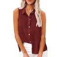 thumbnail image 1 of bnaln Womens Tank Tops Summer Casual Cotton Linen Shirts Sleeveless Henley Shirts Loose Button Casual Cami Shirts Lapel Solid Vest Tops Baggy Plain Camisole Tunic Blouses, 1 of 7