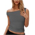 thumbnail image 1 of bnaln Womens Tank Tops Summer Y2K Going Out Tops Sleeveless One Shoulder Slim Fit Shirts Ruched Asymmetrical Vest Blouses Basic Crop Cami Shirts Trendy Summer Camisole Tunic Blouse, 1 of 9