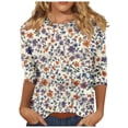 thumbnail image 1 of bnaln Womens Tops Dressy Casual 3/4 Sleeve Shirts Ladies Blouses Summer Boho Floral Printed Tees Blouse Crewneck Loose Fit T Shirts Elegant Tunic Tops Comfy Pullover Trendy Tshirts, 1 of 5