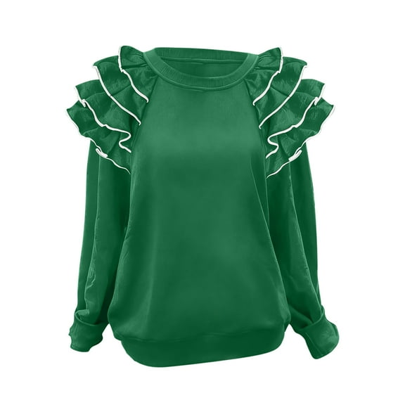 bnaln Womens Tops Pleated Long Sleeve T-Shirts Christmas Crewneck Loose Fit Pullover Festival Shirts Casual Trendy Sweatshirt Jumpers Xmas Holiday Tops Party Blouses Winter Clothes