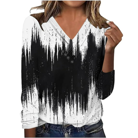 bnaln Womens Tops V Neck Long Sleeve Jumpers Trendy Boho Floral Print Tees Blouse Dressy Casual Blouses Loose Fit Pullover Shirts Tunic Sweatshirts Beach Vacation Fall Clothes