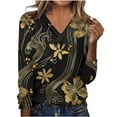 thumbnail image 1 of bnaln Womens Tops V Neck Long Sleeve Jumpers Trendy Boho Floral Print Tees Blouse Dressy Casual Blouses Loose Fit Pullover Shirts Tunic Sweatshirts Beach Vacation Fall Clothes, 1 of 5
