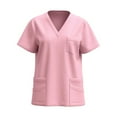 thumbnail image 1 of bnaln Womens Tops Working Uniform Blouses Ladies Summer T Shirts Casual V-Neck Short Sleeve Tees Tops Worker's Uniform Comfortable Breathable Loose Fit Shirts Workwear with Pockets, 1 of 2