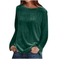 thumbnail image 1 of bnaln Womens Velvet Tops Crew Neck Long Sleeve T Shirts Casual Shirts Blouse Tops Loose Fit Pullover Sweatshirt Baggy Jumpers Ladies Blouses Dressy Trendy Holiday Tshirts Going Out Tops, 1 of 6