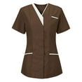 thumbnail image 1 of bnaln Working Uniform for Womens Summer Tops Short Sleeve T-Shirts V Neck Solid Color Nurse Uniform Blouse Scrubs Tops Tunic Tees Dressy Casual Blouses Workwear with Pockets, 1 of 2