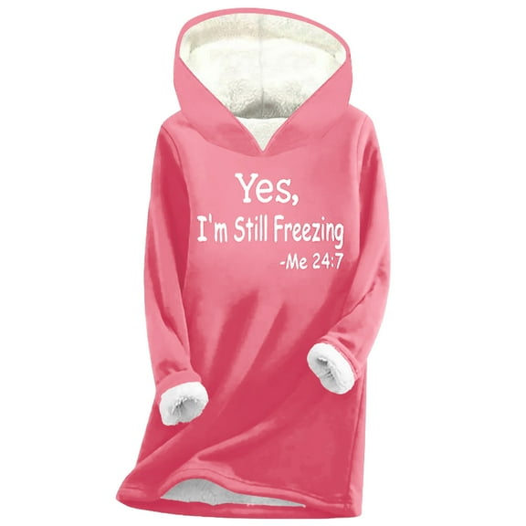 bnaln Yes I'm Still Freezing Sweatshirts for Women Sherpa Hoodies Fleece Lined Jumpers Long Sleeve Fuzzy Cozy Sweatshirt Casual Winter Warm Thick Sweater Thermal Hooded Pullover
