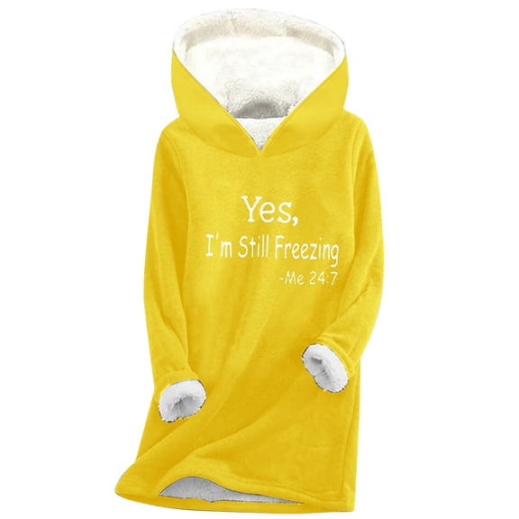 bnaln Yes I'm Still Freezing Sweatshirts for Women Sherpa Hoodies Fleece Lined Jumpers Long Sleeve Fuzzy Cozy Sweatshirt Casual Winter Warm Thick Sweater Thermal Hooded Pullover