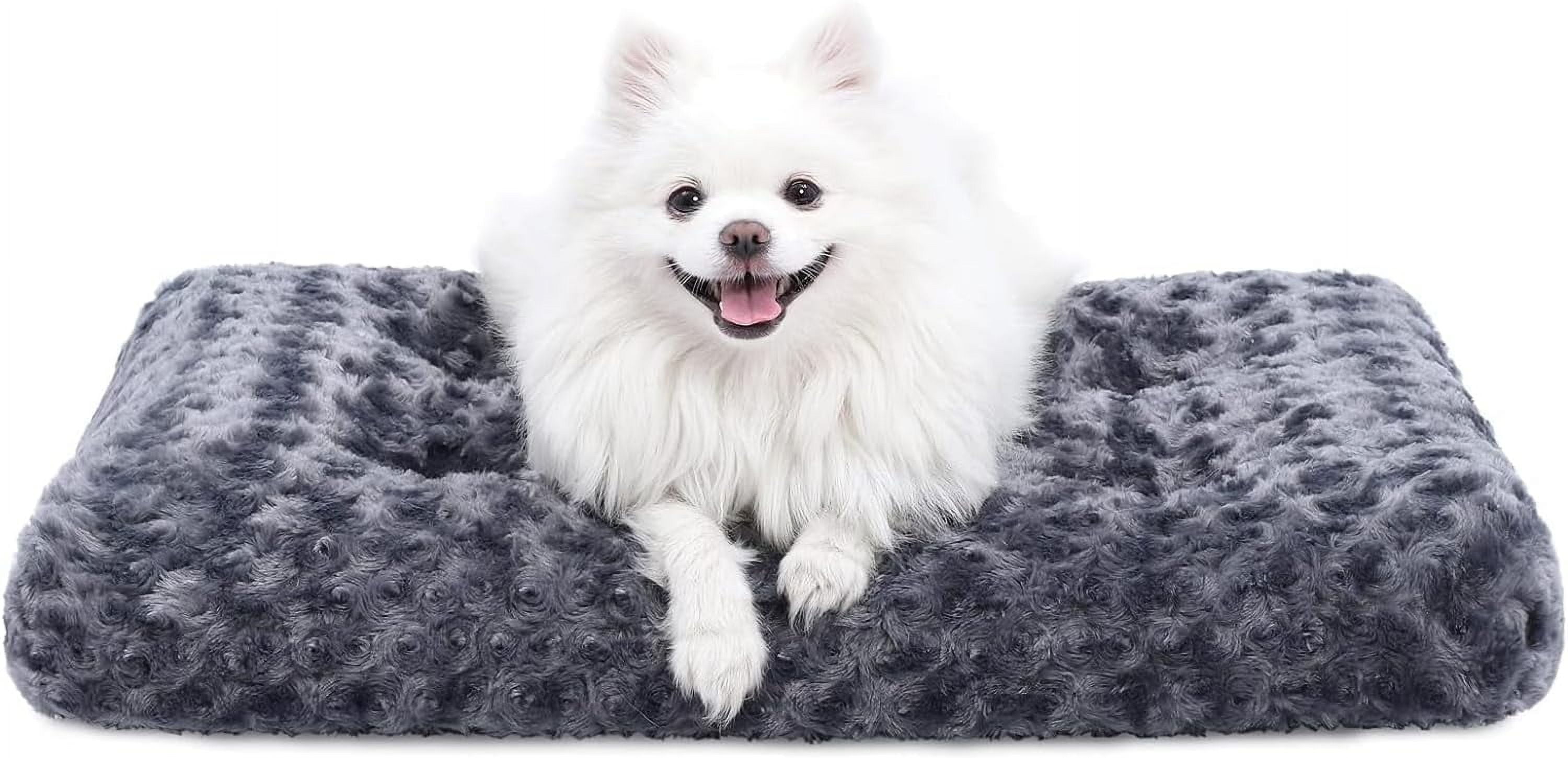 View of bnmjiklo Washable Dog Bed Deluxe Plush Dog Crate Beds Comfy Kennel Pad ...