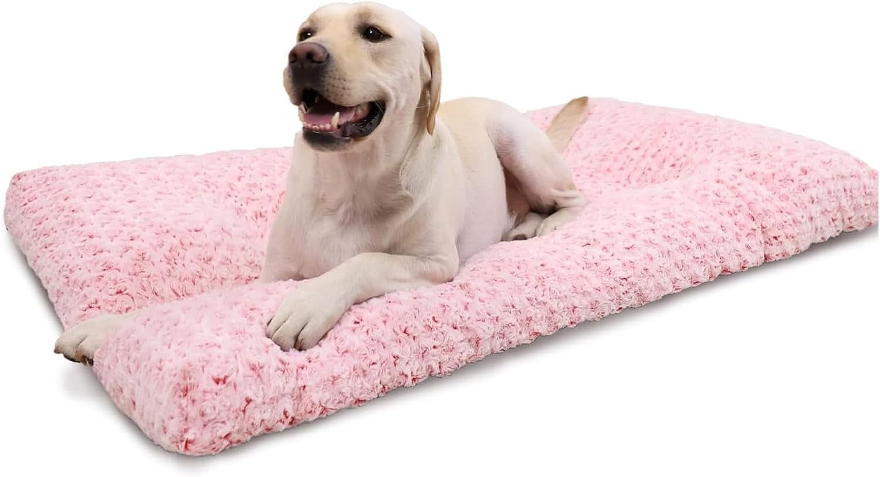 View of bnmjiklo Washable Dog Bed Deluxe Plush Dog Crate Beds Comfy Kennel Pad ...