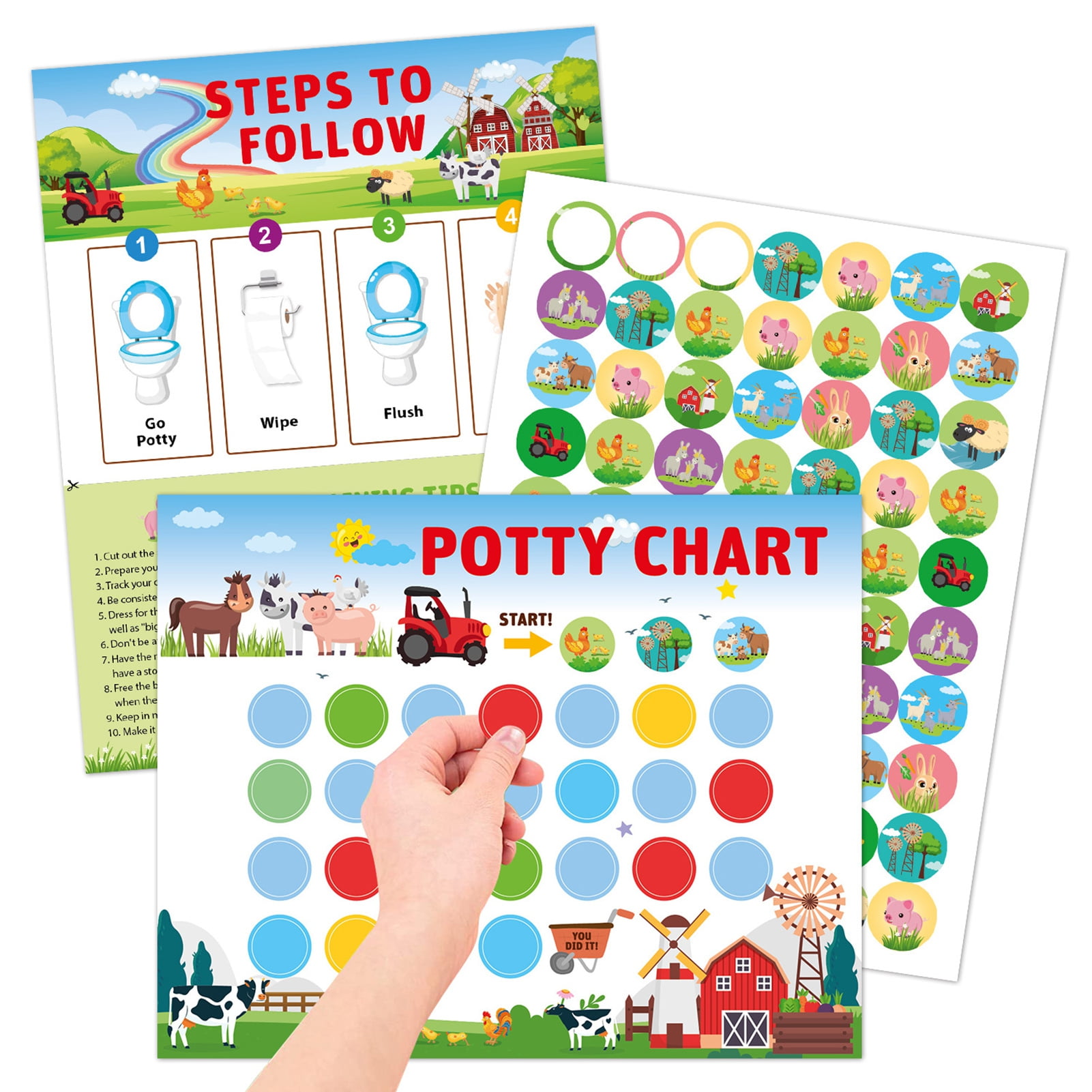 bobasndm Cute Potty Reward Chart for Toddlers Potty Training Stickers ...
