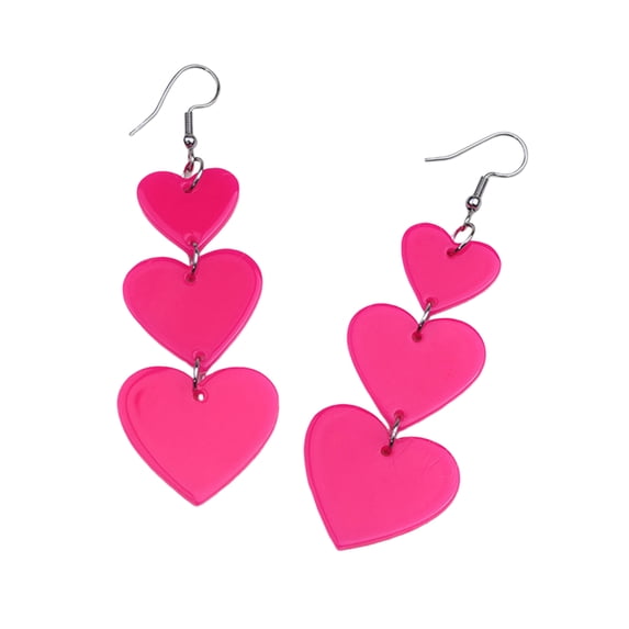 bobasndm Stylish Pink Earrings Heart Earrings Set Hypoallergenic Dangle Earrings for Women Pink Heart-shaped Lightweight Jewelry Gift