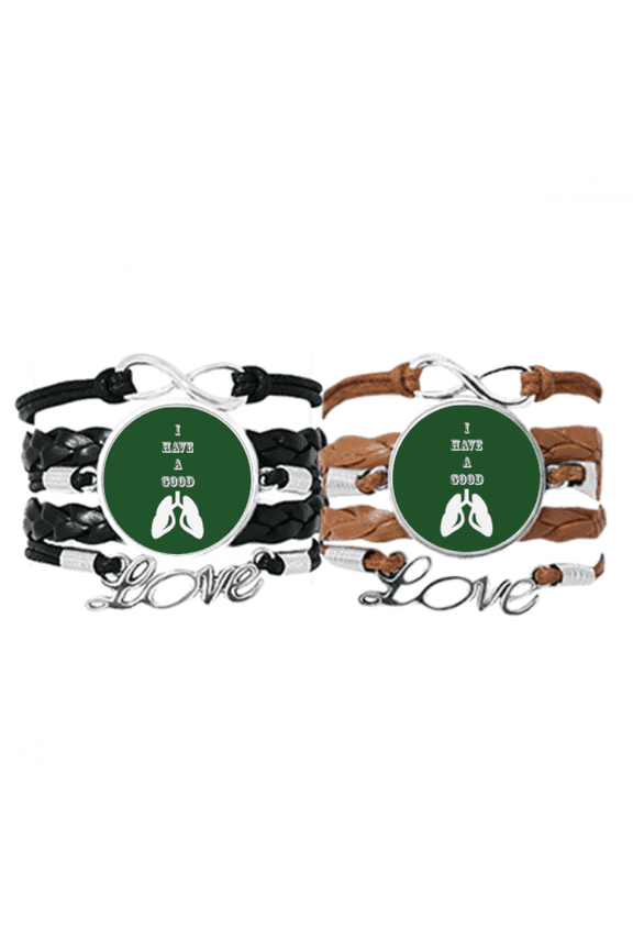 body lungs breathing lucky bracelet hand strap leather wristband double set