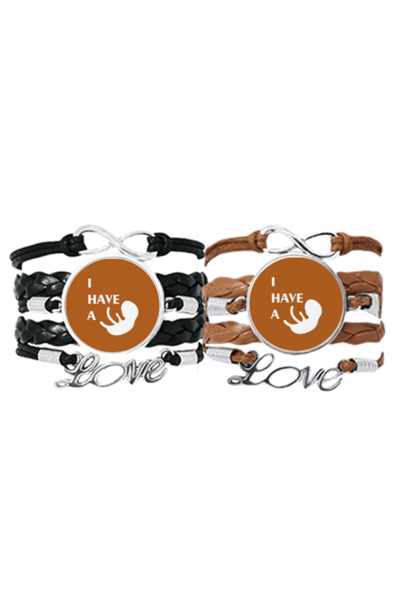 body pregnancy baby love art deco fashion bracelet hand strap leather wristband double set