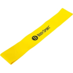 Body Sport Loop Exercise Band, 12 in. x 2 in., Medium Resistance - Latex Rubber Bands for Legs and Hips - Home & Gym Exercise Equipment (Yellow)