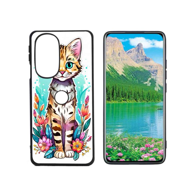 bohoGeoffroysCatwithflowers phone case for Motorola Edge 30 Pro