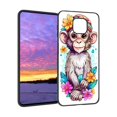 thumbnail image 1 of boho-Toque-Macaque-with-flowers Phone Case, Designed for Moto G Power 2021 Case Soft Silicon for women girls boys wife gift,Shockproof Phone Cover, 1 of 1
