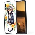 thumbnail image 1 of boho-White-bellied-Spider-Monkey-with-flowers Phone Case, Designed for Samsung Galaxy A51 4G Case Soft Silicon for women girls boys wife gift,Shockproof Phone Cover, 1 of 1