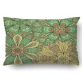 boho chic flower Elegant floral Mandala Green brown yellow Pillowcase