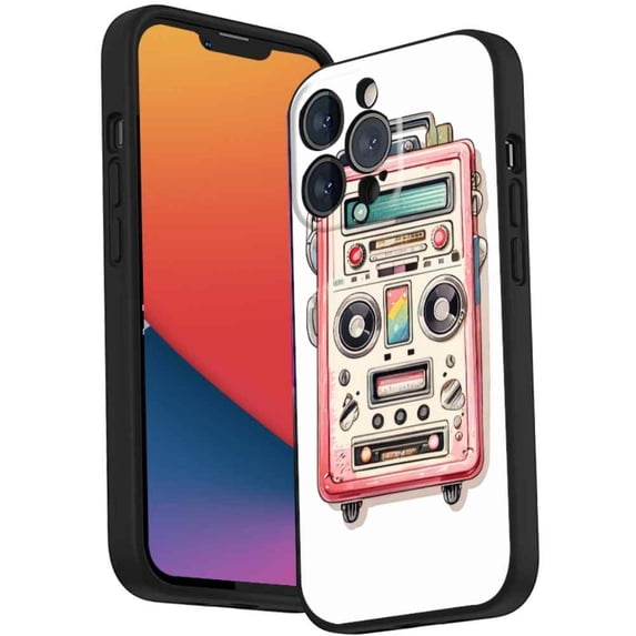 boho-vintage-8-track-player-496 Phone Case, Designed for iPhone 14 Pro Case Soft Silicon for women girls boys wife gift,Shockproof Phone Cover