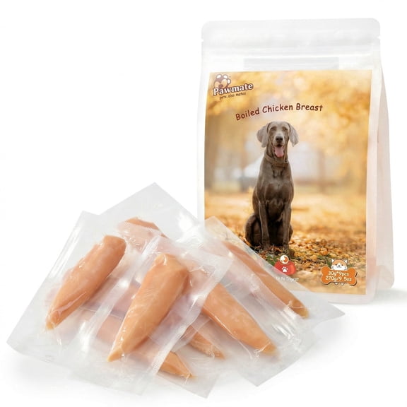 Pawmate Steam-Baked Whole Chicken Breast Dogs & Cats Treats - Single Ingredient, Moisture-Locked, Rich Aroma, Grain-Free (270g/9.5oz)