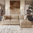 thumbnail image 1 of bokifol 100.5"L Shaped Modern Sofa Modular Sectional Cloud Couch with Ottoman,4-Seat Chenille Deep Seat Sofa with Pillow for Living Room,Bedroom and Apartment,Khaki, 1 of 16