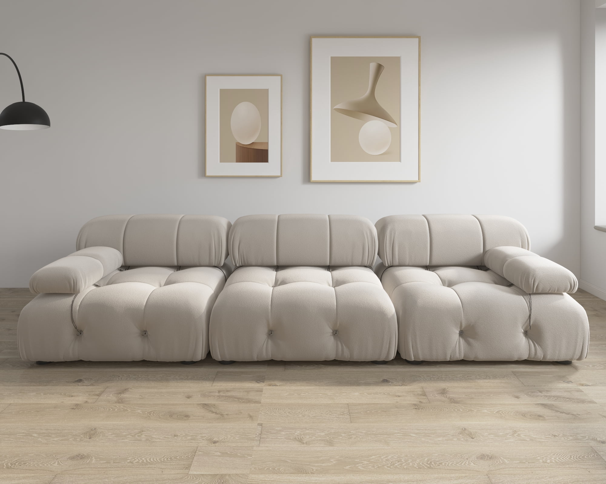 bokifol 104"Modular Sectional Sofa for Living Room,Cloud Couch 3-Seat Sofa for Apartment,Office,Bedroom,Beige