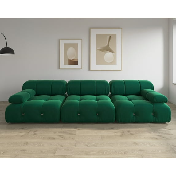bokifol 104"Modular Sectional Sofa for Living Room,Cloud Couch 3-Seat Sofa for Apartment,Office,Bedroom,Green