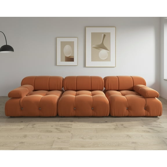 bokifol 104"Modular Sectional Sofa for Living Room,Cloud Couch 3-Seat Sofa for Apartment,Office,Bedroom,Orange