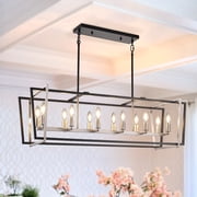 bokifol 12-Light Dining Room Light Fixture,40 Modern Rectangle Kitchen Island Lighting,Farmhouse Chandeliers for Dining Room