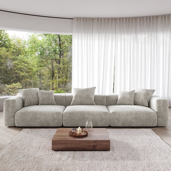 bokifol 141" Modular Couch Sectional Sofa for Living Room,3 Seat Modular Sectional Sofa,Big Comfy Cloud Couch for Bedroom and Apartment,Grey