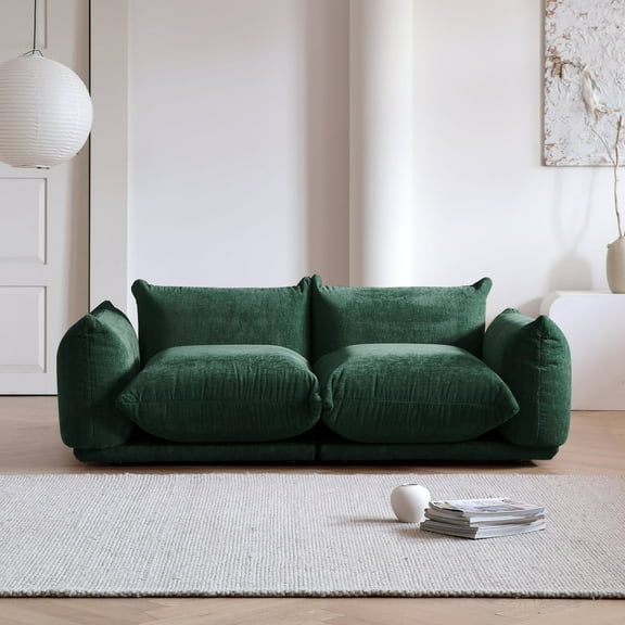 bokifol 2-Seat Modular Cloud Couch for Small Spaces,Easy to Assemble Cloud Couch for Living Room,Office,Green