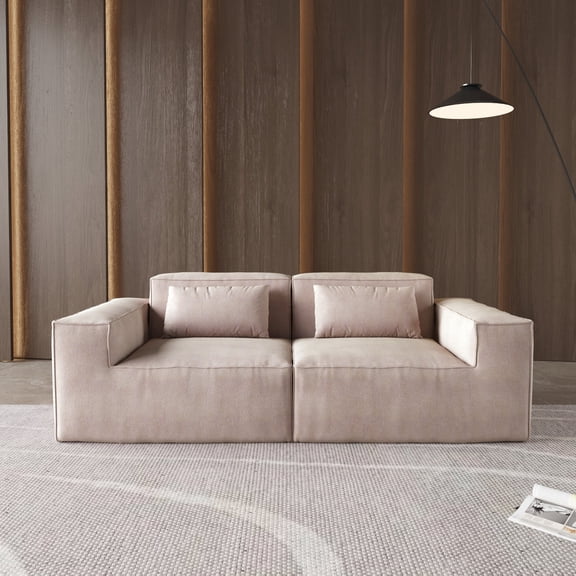 bokifol 2-Seater Cloud Sofa,86.62"Modular Sectional Couch,Modern Deep Seat Sofa for Living Room,Comfy Double Layer Upholstered Seat Cushion,Breathable Corduroy Fabric,Brown