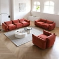 thumbnail image 1 of bokifol 3Pcs Sectional Sofa Sets, Modern Upholstered Couch Set Sofa with Single Sofa Armrest for Living Room Apartment,Orange, 1 of 7