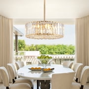 bokifol 4-Light Gold K9 Crystal Chandelier Adjustable Extension Rods for Ceiling,E12 Bulb Base,Modern Lighting for Kitchen Island,BedroomGold,E12
