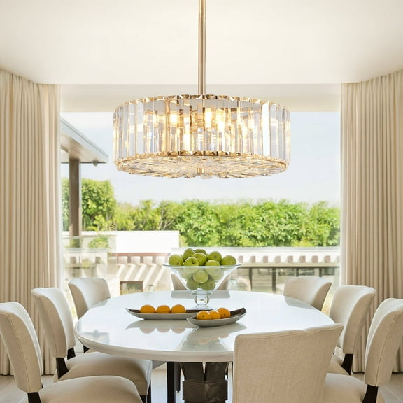 bokifol 4-Light Gold K9 Crystal Chandelier Adjustable Extension Rods for Ceiling,E12 Bulb Base,Modern Lighting for Kitchen Island,Bedroom(Gold,E12)