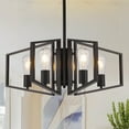 thumbnail image 1 of bokifol 4 Lights Height Adjustable Ceiling Light Fixture Mid-Century Modern Black Chandelier,Black, 1 of 8
