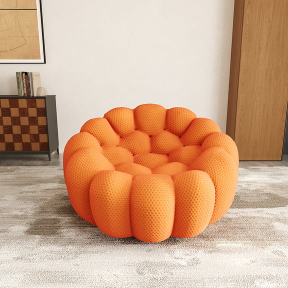 bokifol 48.43"Cloud Sofa,Modern loveseat Sofa Couch with 3D Honeycomb Shape Knit Fabric Sofa,Comfy Couches for Small Space,Bedroom,Apartment(Orange)