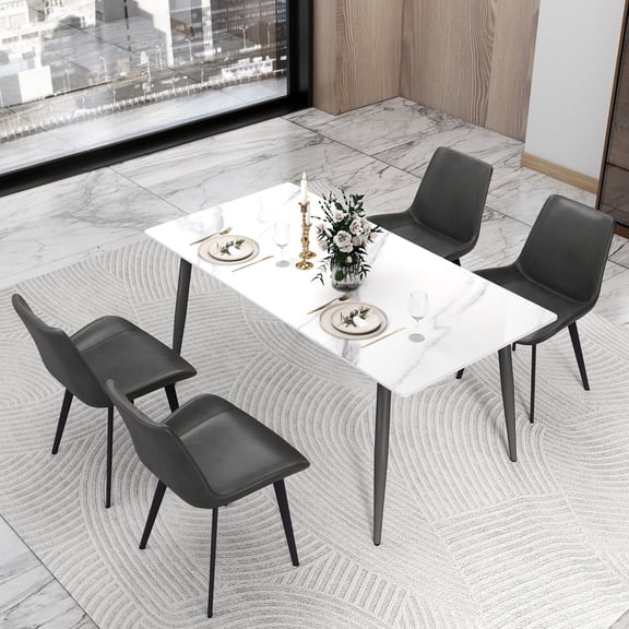 bokifol 63 Inch Dining Table for 6 8 10, Modern Farmhouse Rectangular Kitchen Table, Long Dining Room Tables with Strong Steel Base for Kitchen Living Room