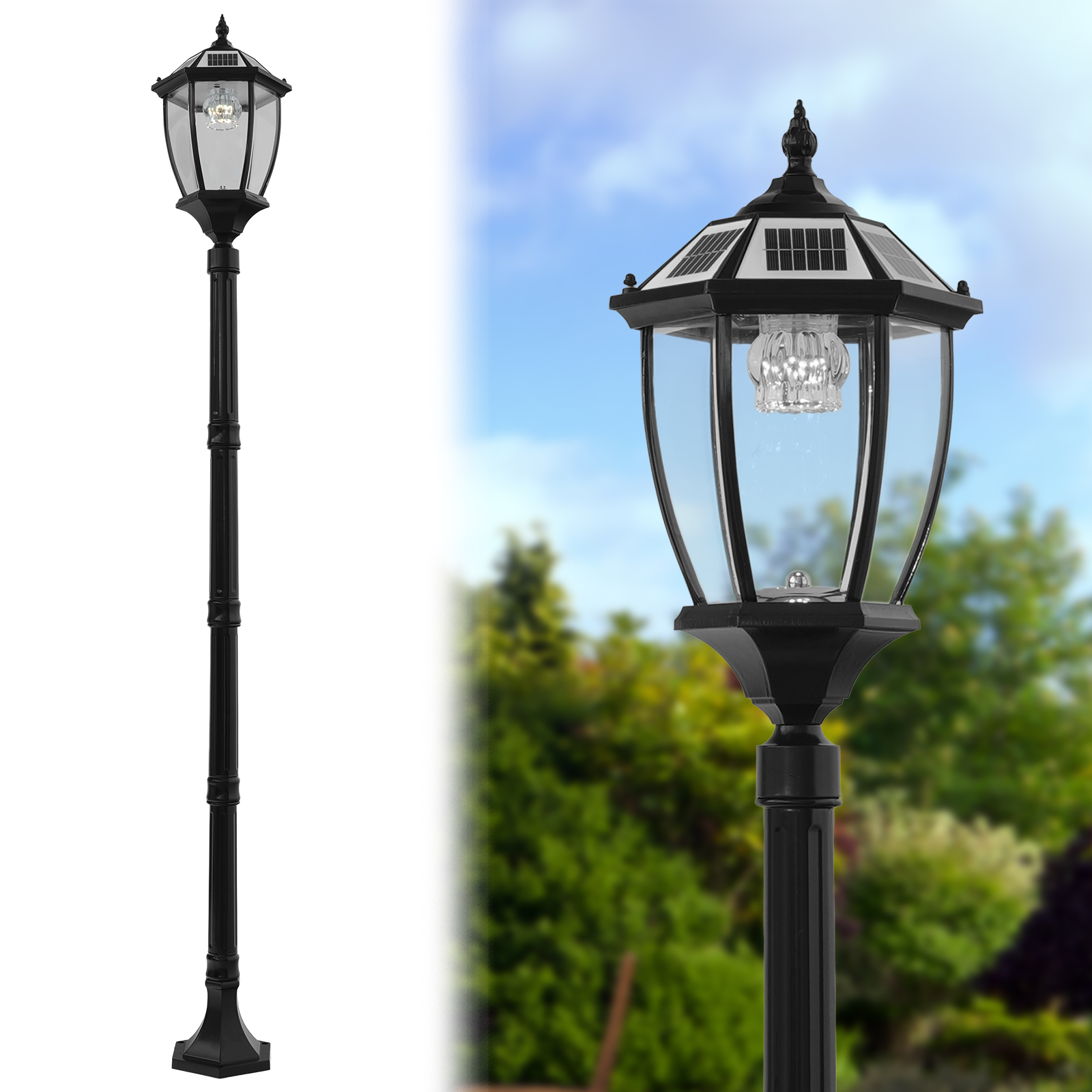 bokifol 70" Solar Lamp Post Light,Solar Light Posts for Outside Waterproof,Outdoor Lamps for Patio,Backyard,Front Porch Decor,Warm White,Replaceable Bulb