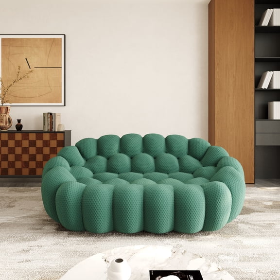 bokifol 79.53"Oversized Loveseat Sofa Couch for Living Room,3D Textured Knit Fabric Sofa,No Assembly Required(Green)