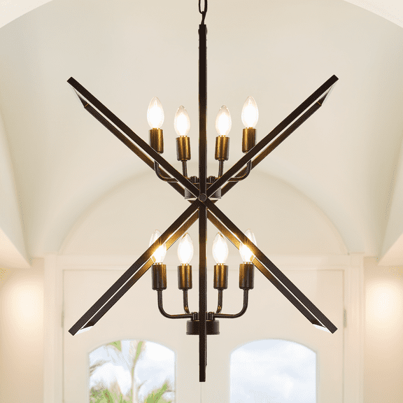 bokifol 8-Light Lantern Pendant Light Fixtures Candle Stick Chandelier for Kitchen Dining Room