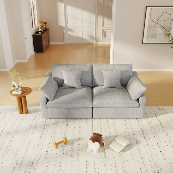 bokifol 82.68" Modern Loveseat Sofa for Living Room,Removable Cover,Solid Wood Frame,Easy Assembly for Small Spaces(Grey)