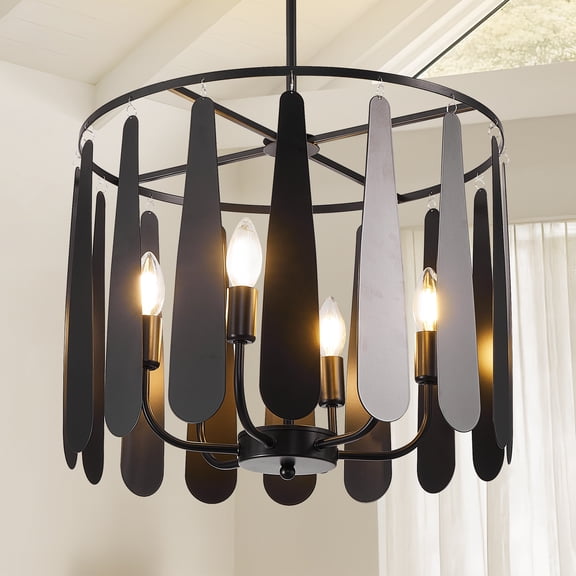 bokifol Black Chandelier,6-Light Farmhouse Chandelier for Dining Room Lighting Fixtures Hanging,Dining Light Fixtures Modern Chandelier for Bedroom,Foyer,Hall,Kitchen,Living Room and Entryway