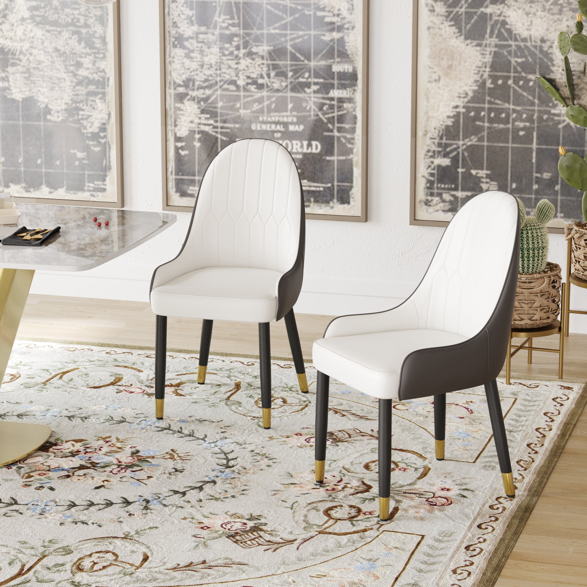 bokifol Dining Chairs Set of 2,Modern PU Leather Kitchen Side Chairs,Farmhouse Dining Room Chair