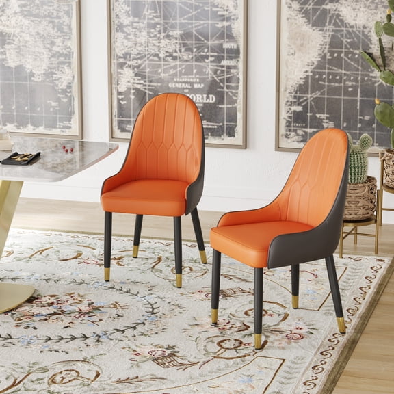 bokifol Dining Chairs Set of 2 PU Leather Upholstered,Dining Chairs with Solid Legs for Kitchen/Living Room/Restaurant,Modern Style