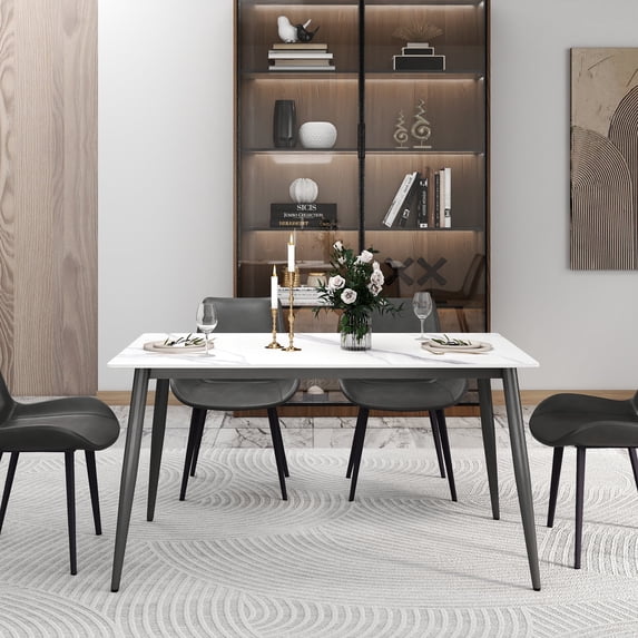bokifol Dining Table,Kitchen Table,for Dining Room,Seats 4-6 People,Modern Farmhouse,Heat-Resistant Surface,Quick Assembly