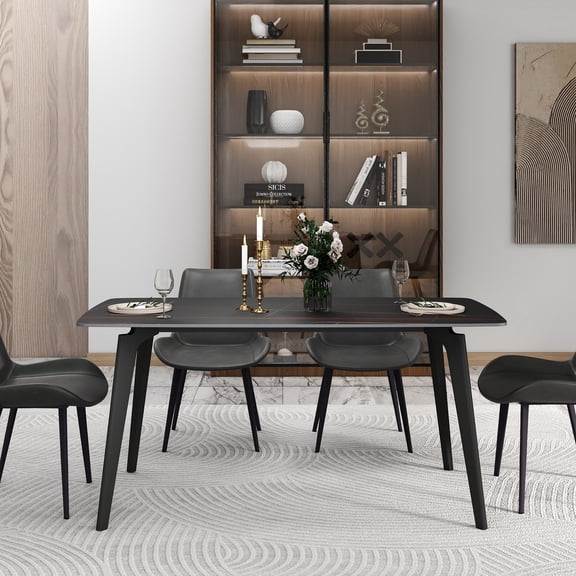 bokifol Dining Table for 6 People,Artificial Marble Table,Rectangle Furniture with Heavy Duty Legs,Modern Kitchen Table for Home,Dining Room