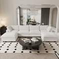 thumbnail image 1 of bokifol L-Shape Modular Sectional Living Room Sofa Set, Modern Minimalist Style Couch with Ottoman(Beige), 1 of 11