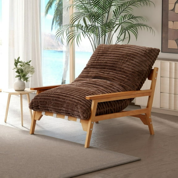 bokifol Modern Arm Chair Linen Fabric Upholstered Comfy Reading Accent Chair with Solid Wood Frame,Brown